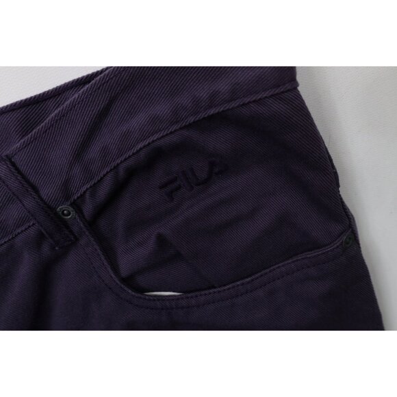 Deadstock Vtg 90s Fila Mens 42x34 Spell Out Baggy Fit Skateboard Jeans Purple - Picture 8 of 15